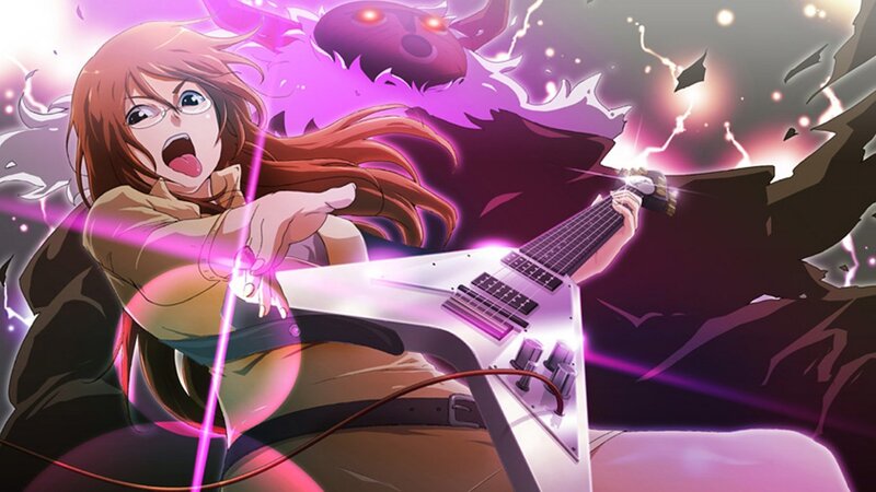 Anime Girl Playing Guitar — Purple, Dramatic, Intense
