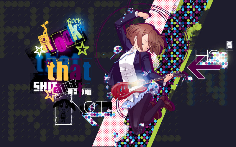 Anime Girl Playing Guitar — Purple, Energetic