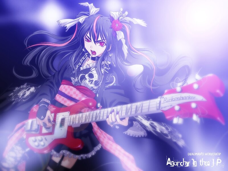 Anime Girl Playing Guitar — Purple