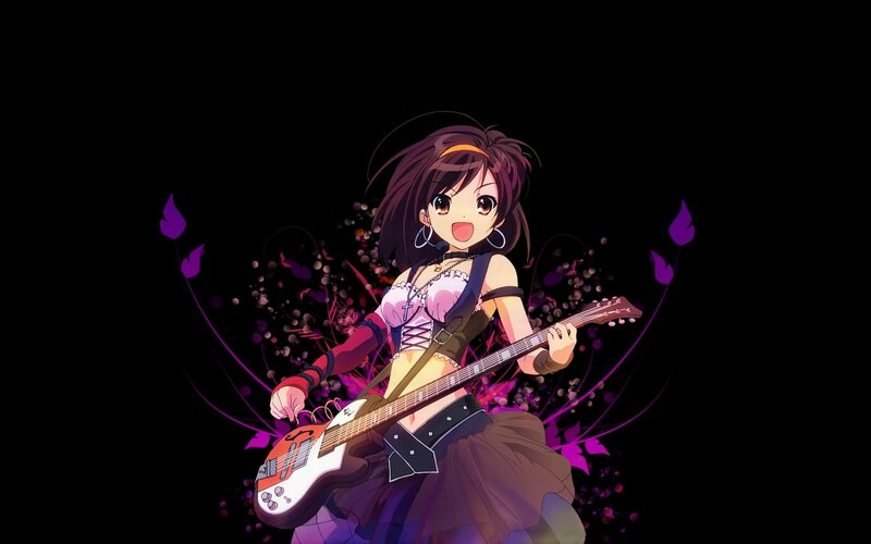 anime girl playing guitar