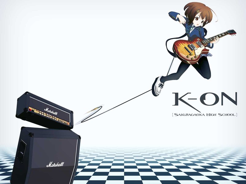 Anime Girl Playing Guitar — White, Dynamic