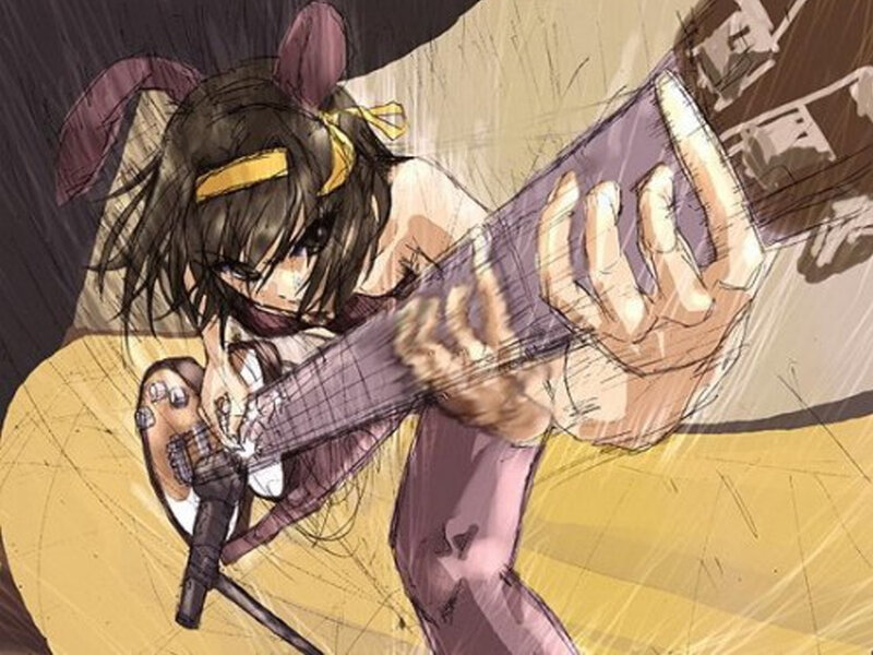 Anime Girl Playing Guitar — Yellow