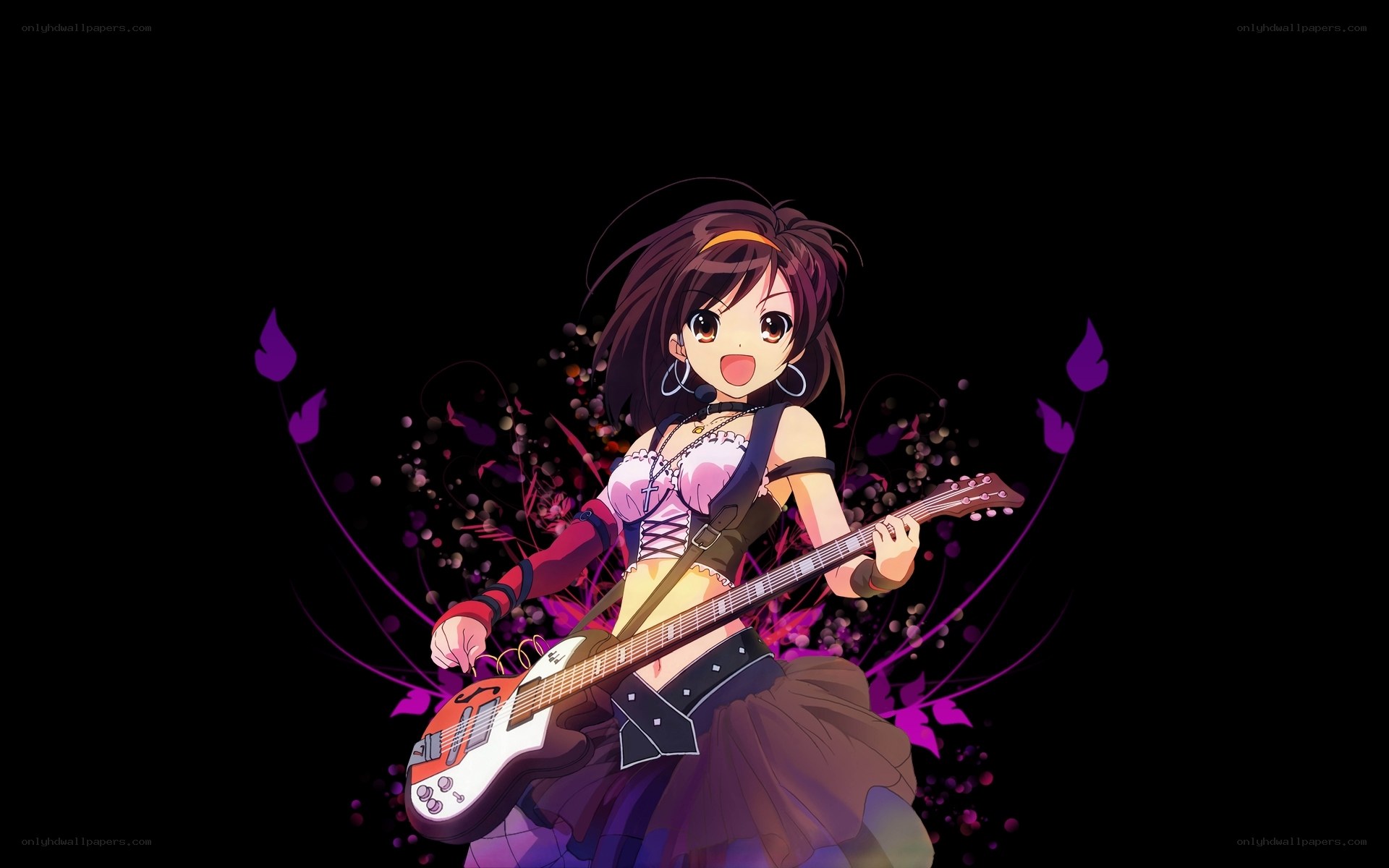 anime girl playing guitar