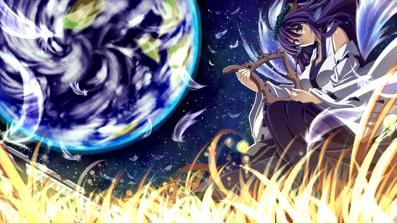 Anime Girl Playing Harp — Purple