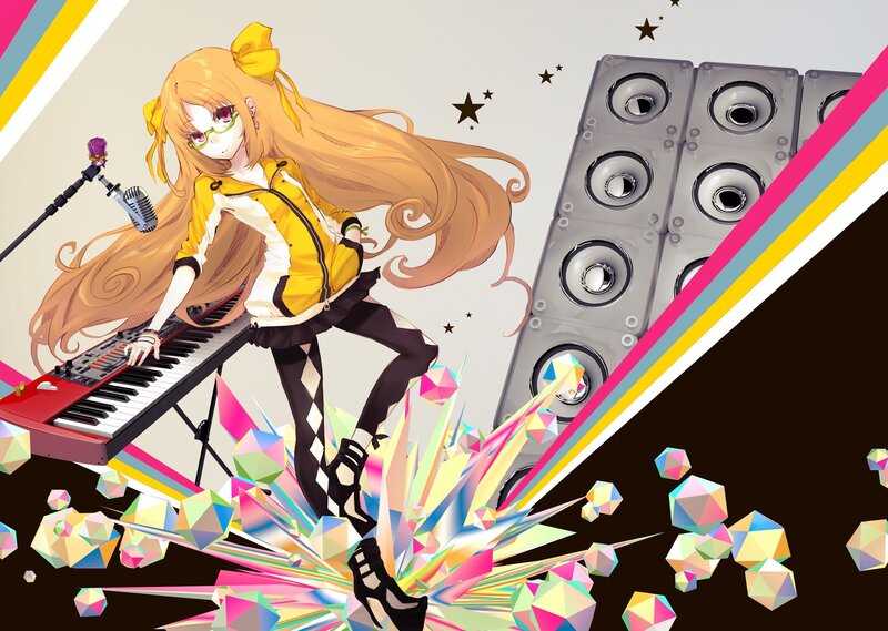 anime girl playing keyboard