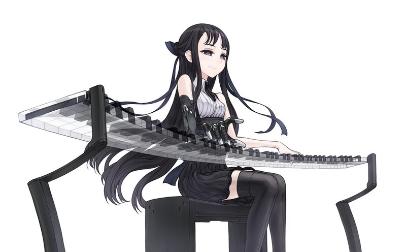 anime girl playing keyboard
