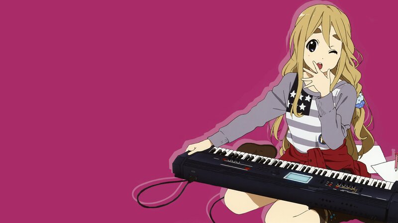 Anime Girl Playing Keyboard — Magenta