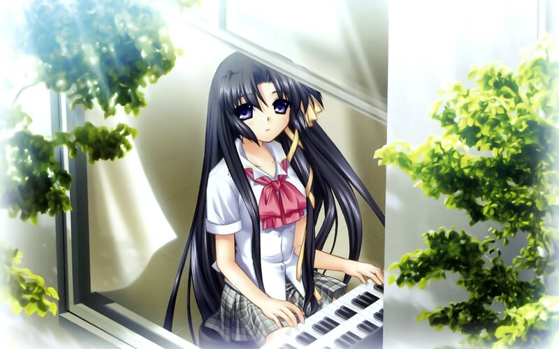 anime girl playing keyboard