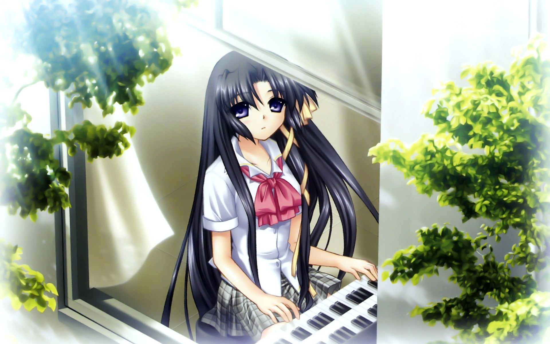 anime girl playing keyboard