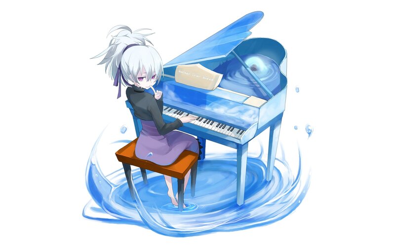 anime girl playing piano