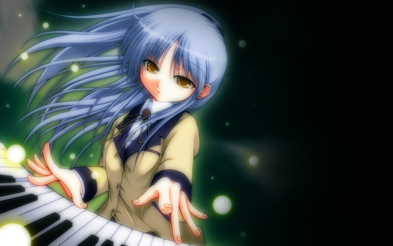 anime girl playing piano