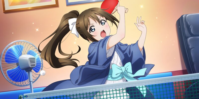 Anime Girl Playing Ping Pong — Blue