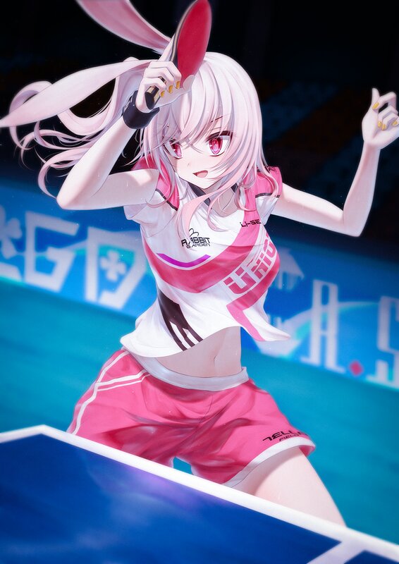 Anime Girl Playing Ping Pong — Pink, Dynamic