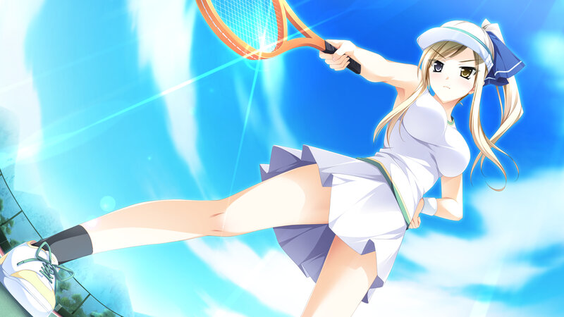 Anime Girl Playing Tennis — Blue