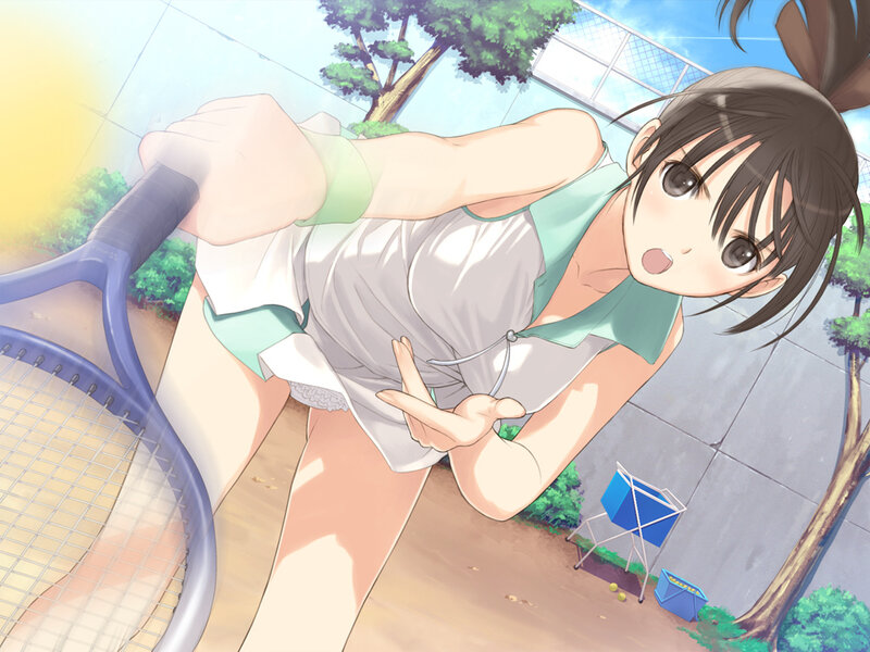 Anime Girl Playing Tennis — Green, Active