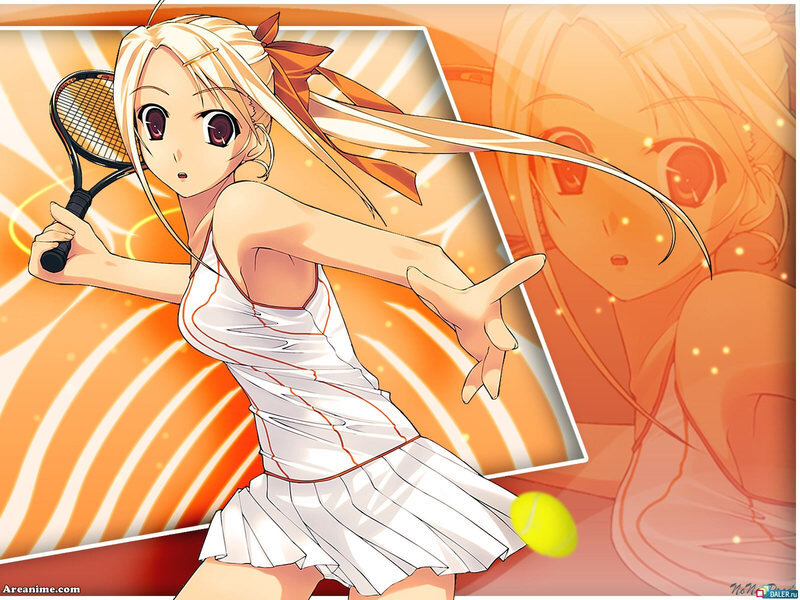 Anime Girl Playing Tennis — Orange