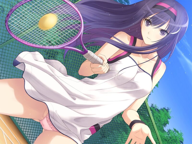 Anime Girl Playing Tennis — Purple