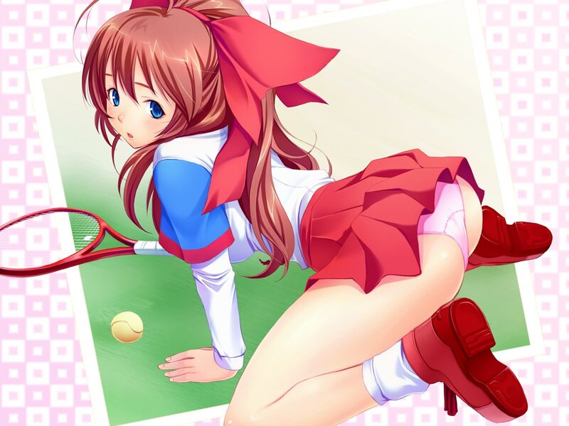 Anime Girl Playing Tennis — Red
