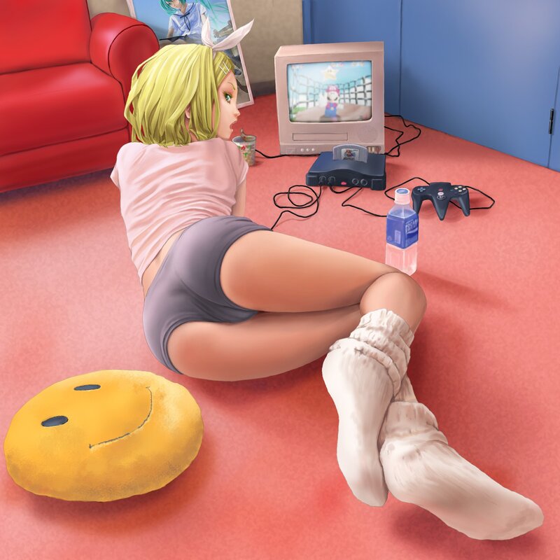 anime girl playing video game