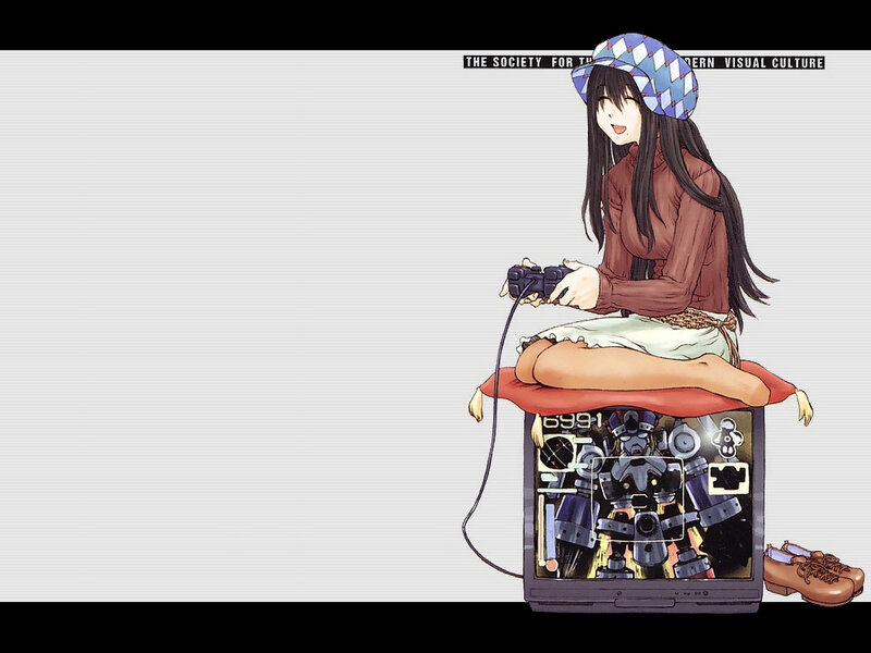 anime girl playing video game