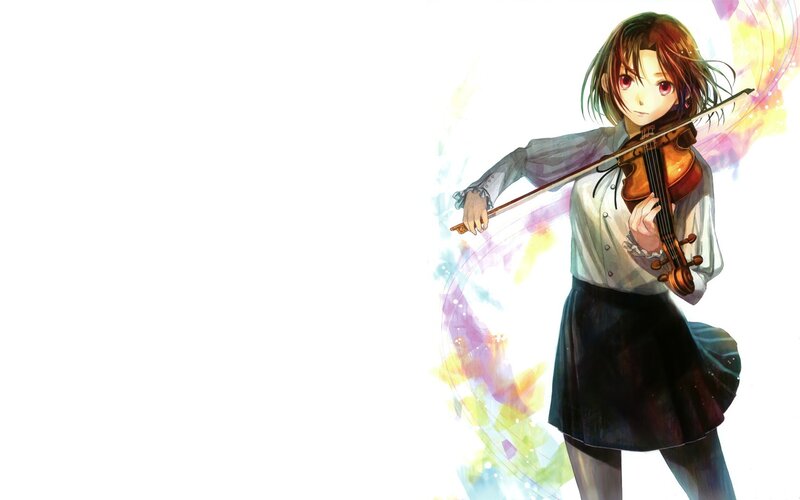 anime girl playing violin