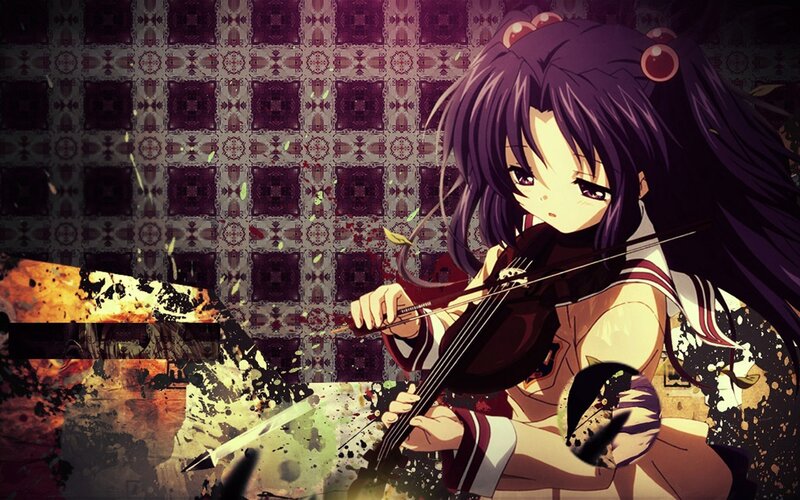anime girl playing violin