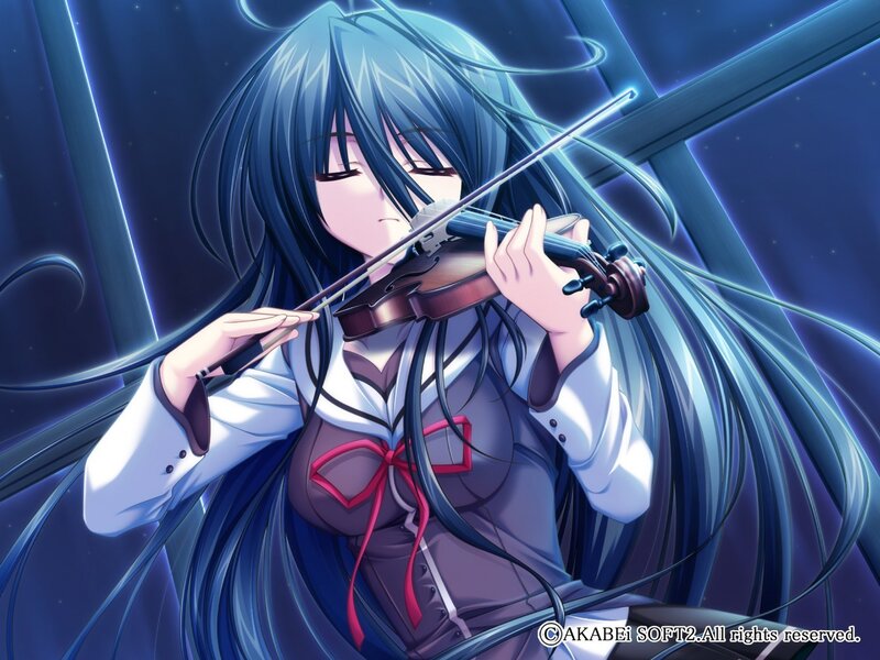 anime girl playing violin