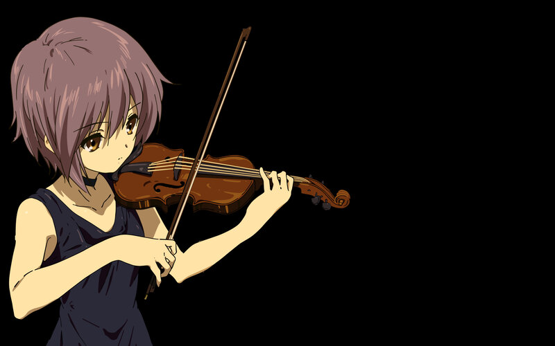anime girl playing violin
