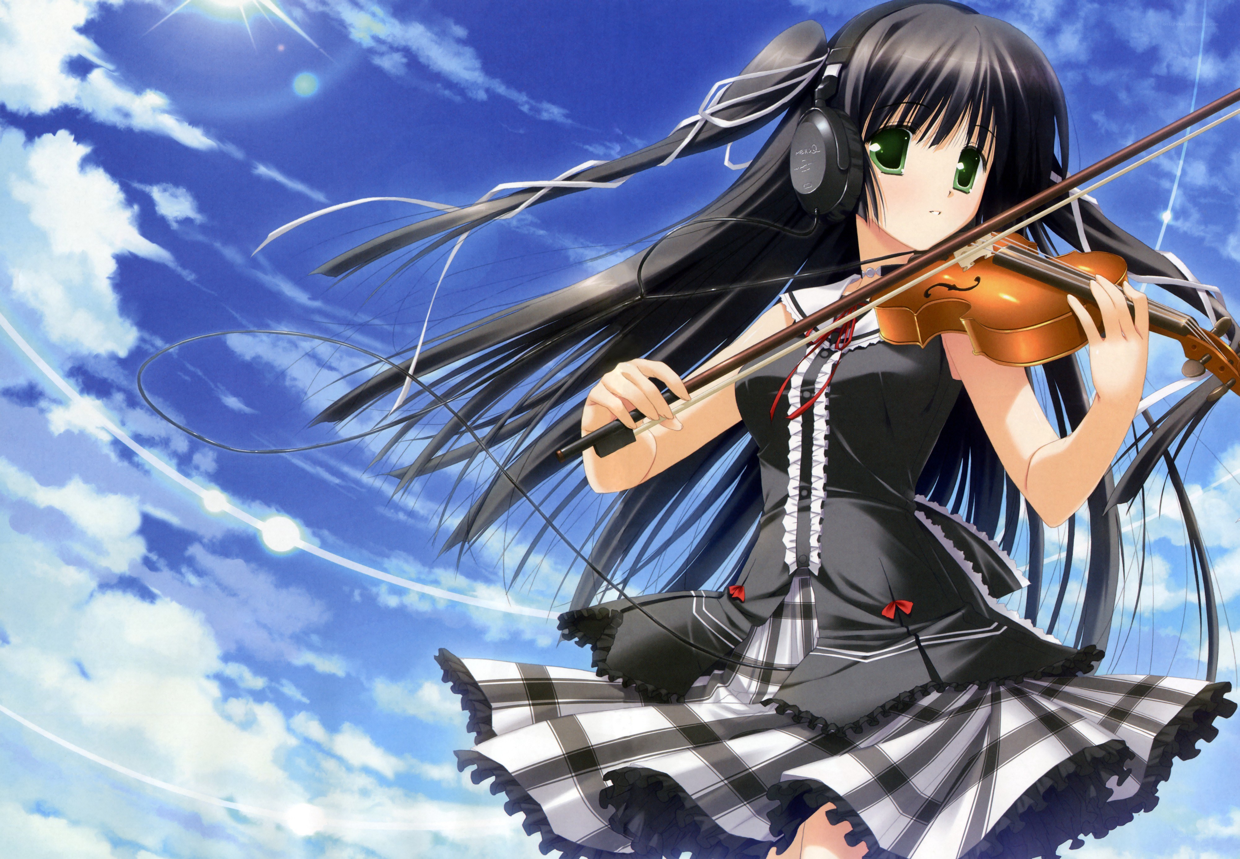 anime girl playing violin