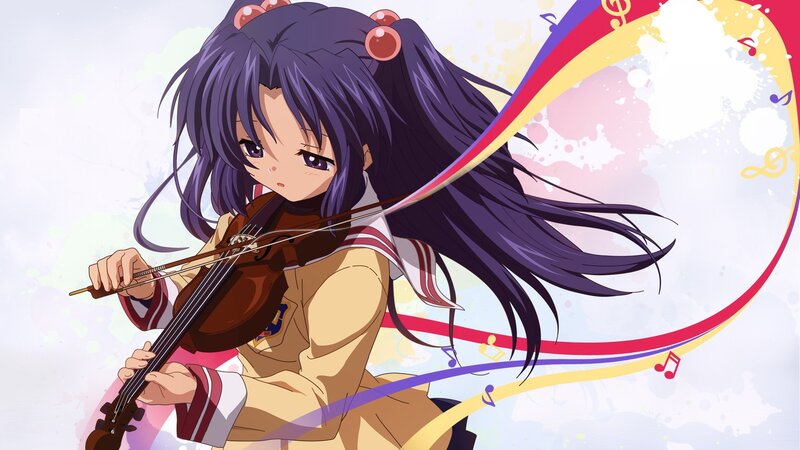 anime girl playing violin