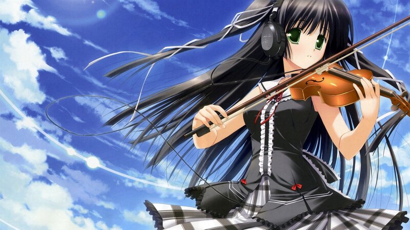 anime girl playing violin