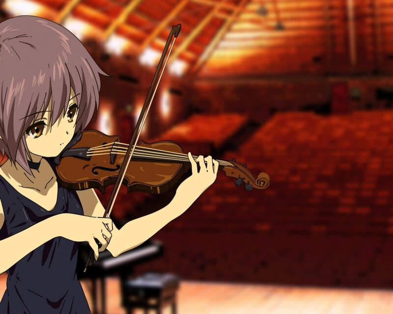 anime girl playing violin