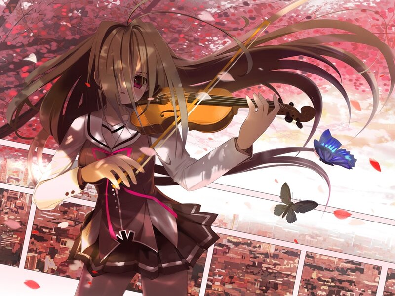 Anime girl playing violin