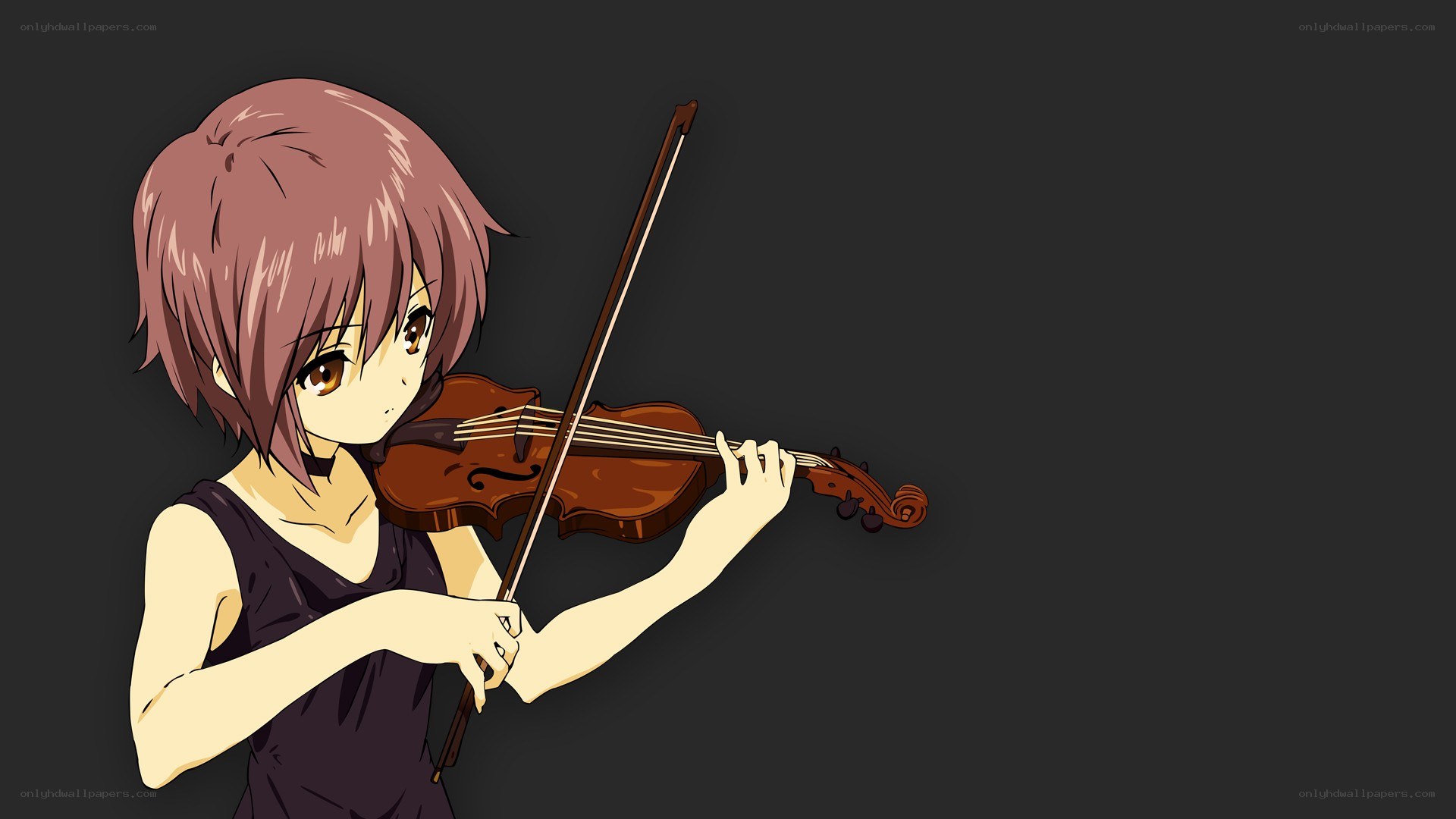 anime girl playing violin