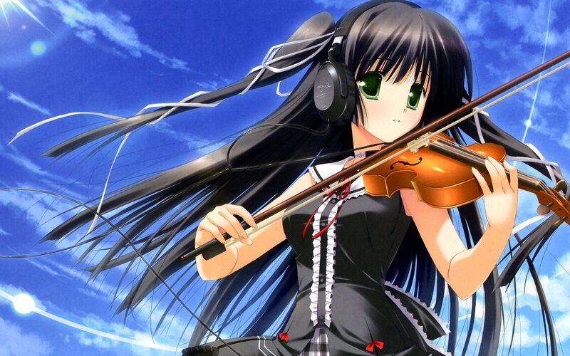 anime girl playing violin