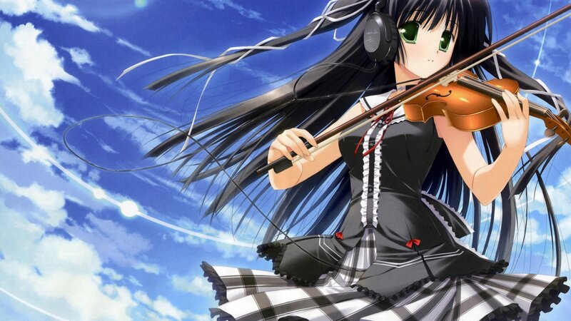 anime girl playing violin