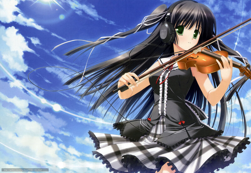 Anime girl playing violin