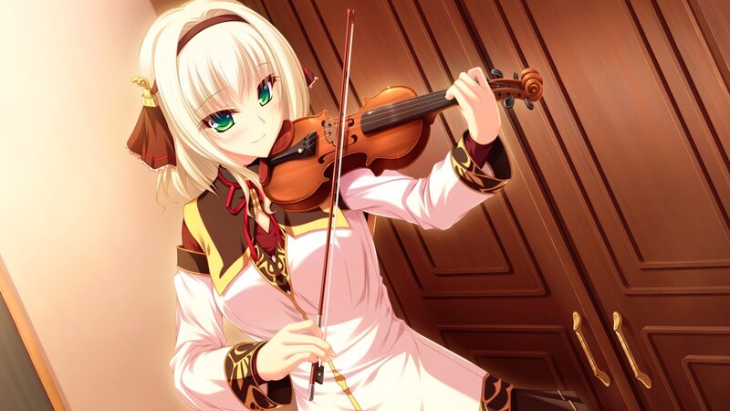 anime girl playing violin