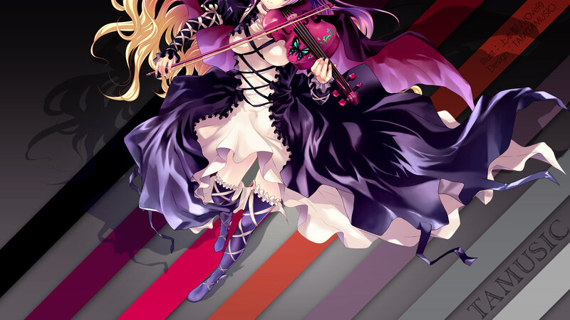 Anime Girl Playing Violin — Purple, Dramatic