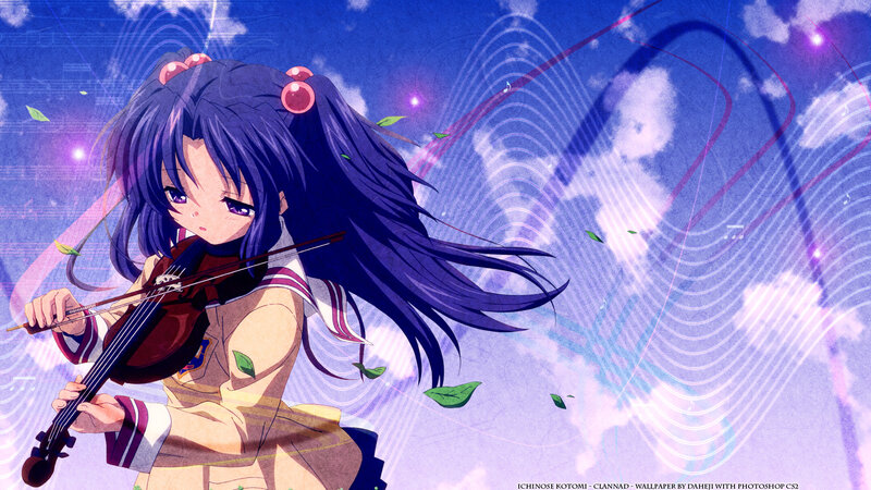 Anime Girl Playing Violin — Purple, Dreamy