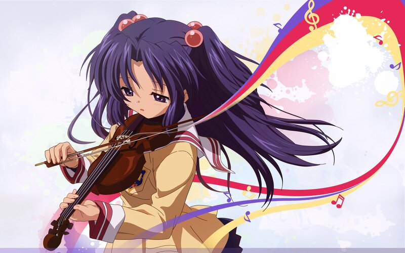 Anime Girl Playing Violin — Purple, Dynamic