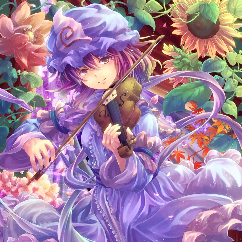Anime Girl Playing Violin — Purple, Serene, Spring