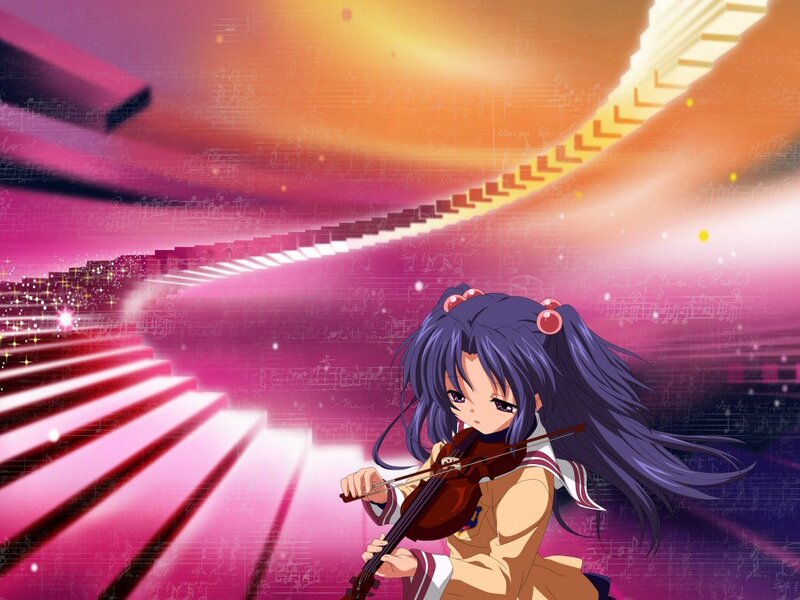 Anime Girl Playing Violin — Purple