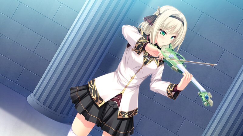 Anime Girl Playing Violin — White, Dramatic, Digital Art