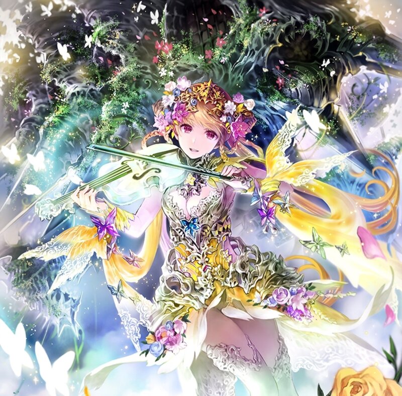 Anime Girl Playing Violin — Yellow, Magical