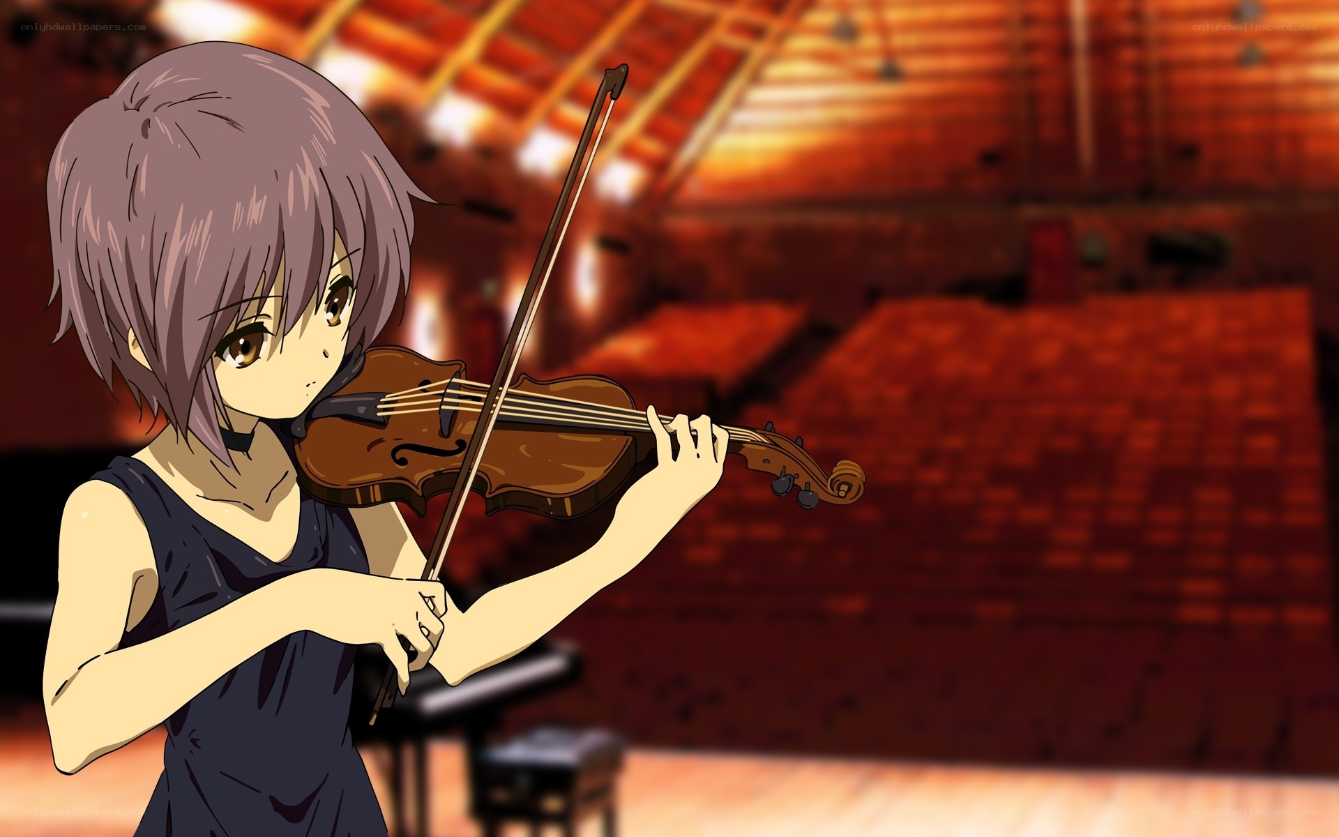 anime girl playing violin