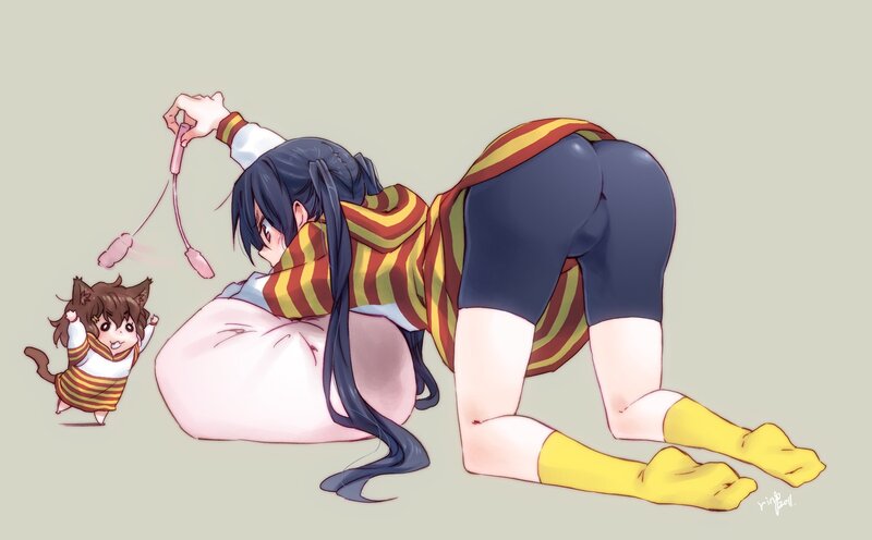 Anime girl playing with a toy