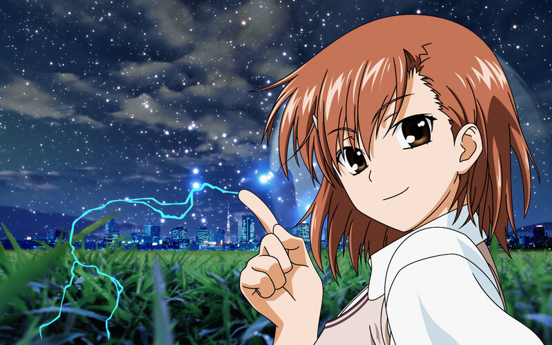 Anime Girl Pointing at Sky — Brown