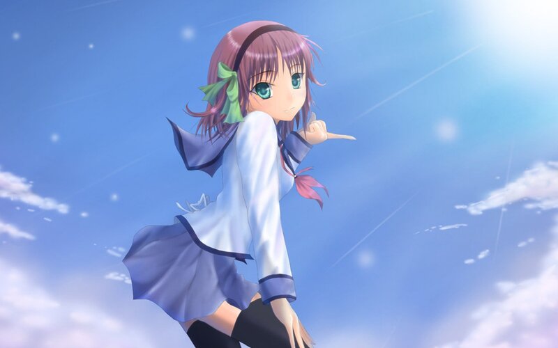 anime girl pointing at sky