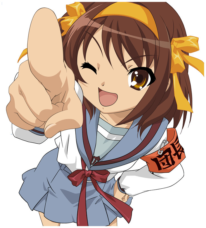 anime girl pointing at viewer